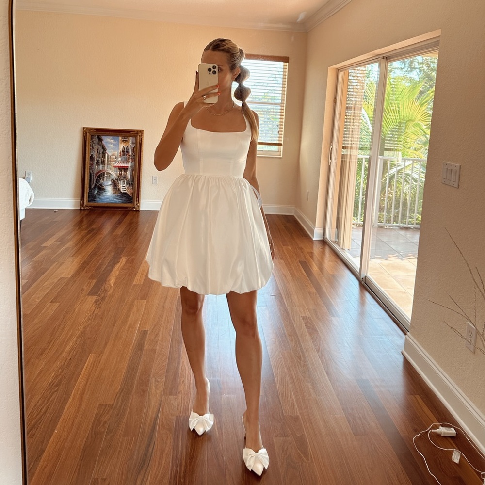 White bridal satin dress